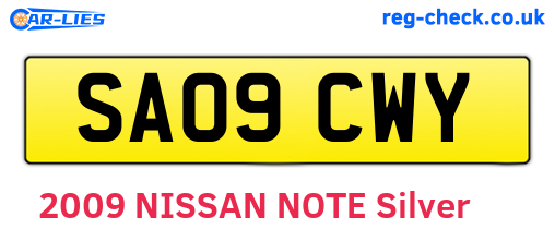 SA09CWY are the vehicle registration plates.