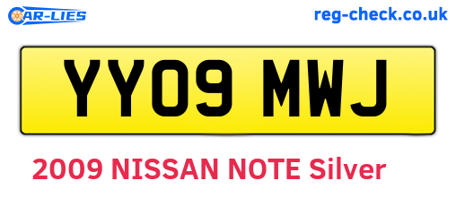 YY09MWJ are the vehicle registration plates.