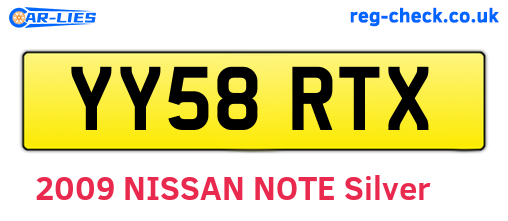 YY58RTX are the vehicle registration plates.