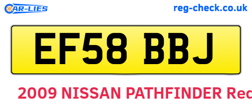 EF58BBJ are the vehicle registration plates.