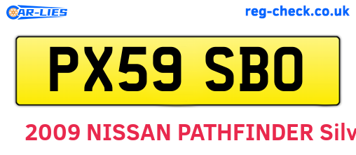 PX59SBO are the vehicle registration plates.