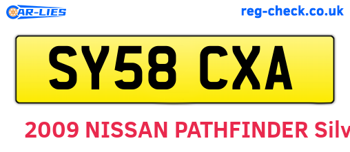SY58CXA are the vehicle registration plates.