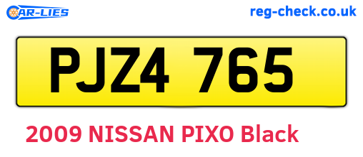 PJZ4765 are the vehicle registration plates.
