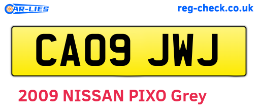 CA09JWJ are the vehicle registration plates.