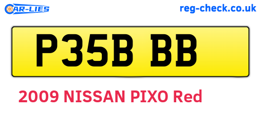 P35BBB are the vehicle registration plates.