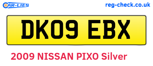 DK09EBX are the vehicle registration plates.