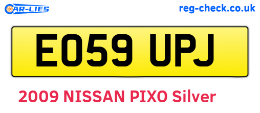 EO59UPJ are the vehicle registration plates.