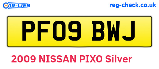 PF09BWJ are the vehicle registration plates.