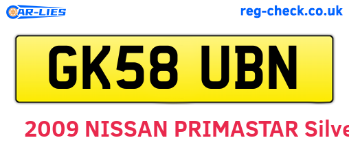 GK58UBN are the vehicle registration plates.