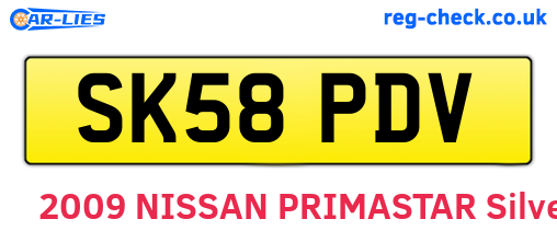 SK58PDV are the vehicle registration plates.