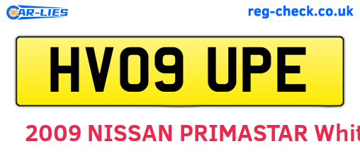 HV09UPE are the vehicle registration plates.