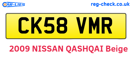 CK58VMR are the vehicle registration plates.