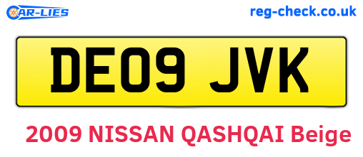 DE09JVK are the vehicle registration plates.