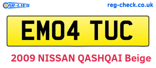EM04TUC are the vehicle registration plates.