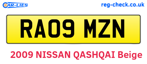 RA09MZN are the vehicle registration plates.