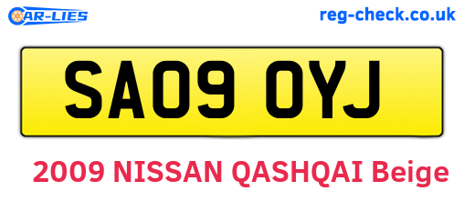 SA09OYJ are the vehicle registration plates.
