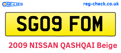 SG09FOM are the vehicle registration plates.