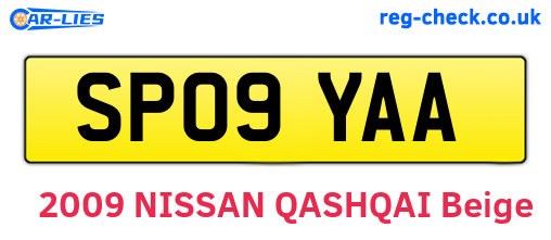 SP09YAA are the vehicle registration plates.