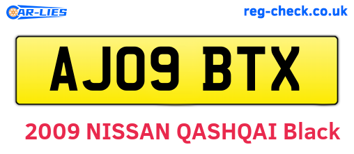 AJ09BTX are the vehicle registration plates.