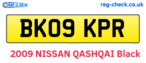 BK09KPR are the vehicle registration plates.