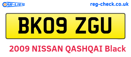 BK09ZGU are the vehicle registration plates.
