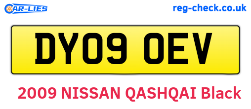 DY09OEV are the vehicle registration plates.
