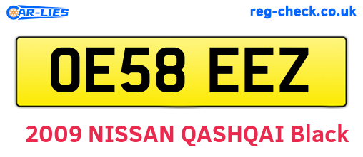 OE58EEZ are the vehicle registration plates.