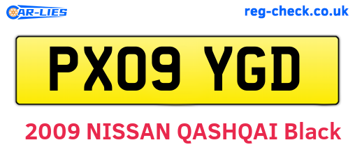 PX09YGD are the vehicle registration plates.