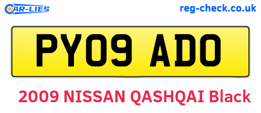PY09ADO are the vehicle registration plates.