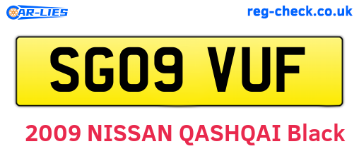 SG09VUF are the vehicle registration plates.