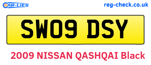 SW09DSY are the vehicle registration plates.
