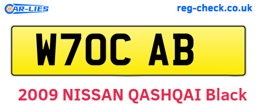 W70CAB are the vehicle registration plates.