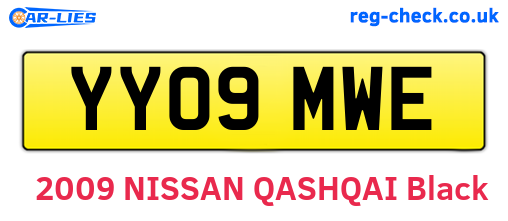 YY09MWE are the vehicle registration plates.