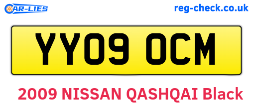 YY09OCM are the vehicle registration plates.