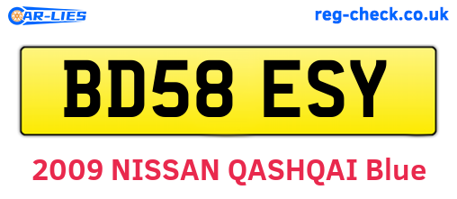 BD58ESY are the vehicle registration plates.