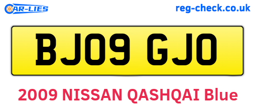 BJ09GJO are the vehicle registration plates.