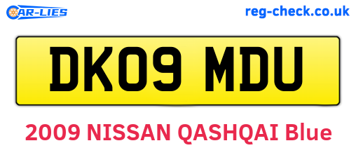 DK09MDU are the vehicle registration plates.