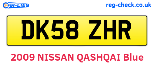 DK58ZHR are the vehicle registration plates.