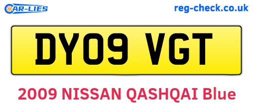 DY09VGT are the vehicle registration plates.