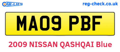 MA09PBF are the vehicle registration plates.