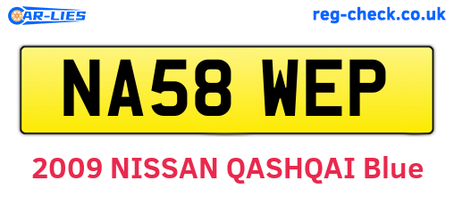 NA58WEP are the vehicle registration plates.