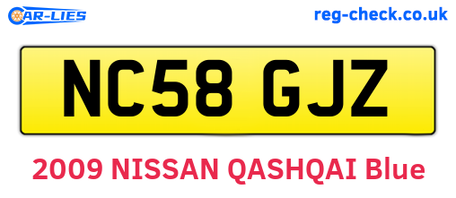 NC58GJZ are the vehicle registration plates.