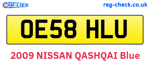 OE58HLU are the vehicle registration plates.