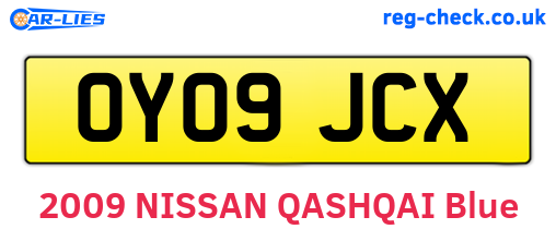OY09JCX are the vehicle registration plates.