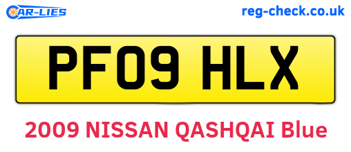PF09HLX are the vehicle registration plates.