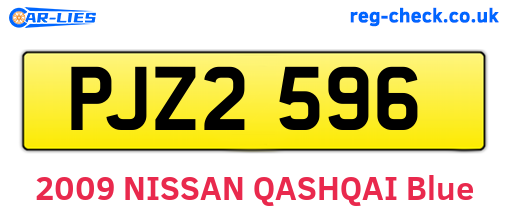 PJZ2596 are the vehicle registration plates.