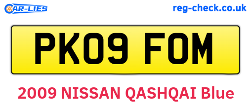 PK09FOM are the vehicle registration plates.