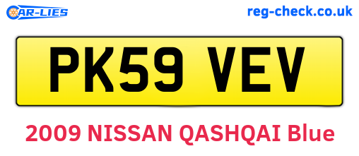 PK59VEV are the vehicle registration plates.