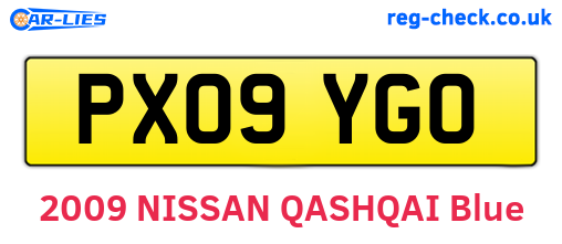 PX09YGO are the vehicle registration plates.