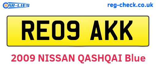 RE09AKK are the vehicle registration plates.